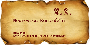 Modrovics Kurszán névjegykártya